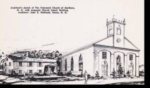 New Hampshire Keene, Architects Sketch The Federated Church &Church Schoo...