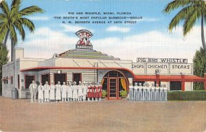 Miami Florida birds eye view Pig and Whistle barbecue grille antique pc BB3224
