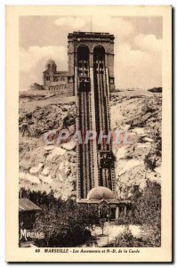 Marseille - The Elevators - Our Lady of the Guard Old Postcard