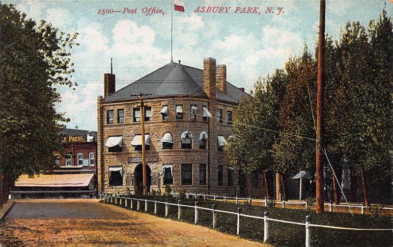 Post Office, Asbury Park, New Jersey, Early Postcard, Unused