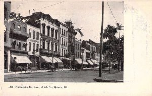 c.'07, Hampshire St East of 4th, Wagons, Street Car?, Quincy, IL, Old Post Card