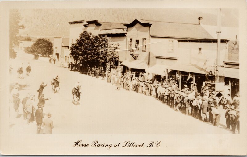 Horse Racing Lillooet BC Street Scene Real Photo Postcard G60 *as is