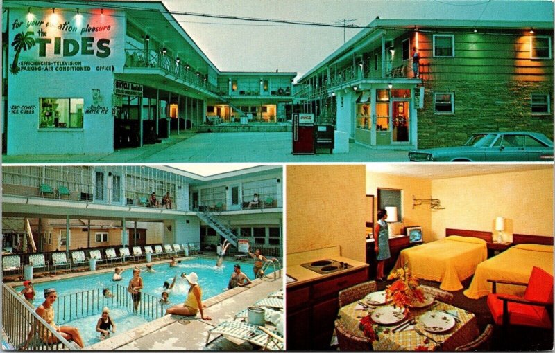 Tides Apartments Motel 17Th Ocean Avenue Wildwood New Jersey Nj Pool Postcard 