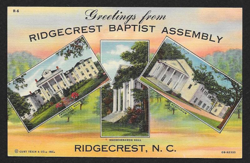 Ridgecrest Baptist Assembly Tri-View Ridgecrest North Carolina Unused c1940