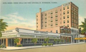 Hotel Dennis St Petersburg Florida 1940s Park Cafeteria Postcard Metorcraft 3551