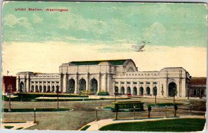 Postcard TRAIN STATION SCENE State of Washington WA AK6207