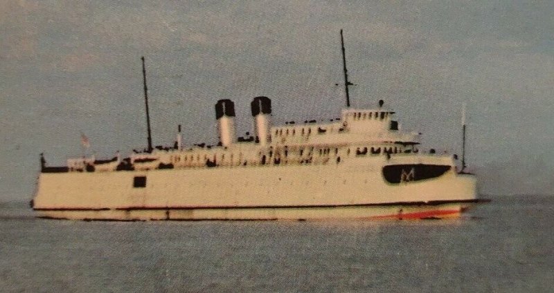 VTG Postcard 1951 SS City of Petoskey Michigan State auto ferry ship boat   611