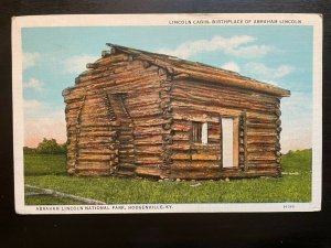 Vintage Postcard 1937 Lincoln Cabin Birthplace National Park Hodgenville KY