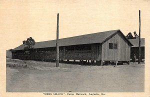 MESS SHACK CAMP HANCOCK AUGUSTA GEORGIA MILITARY POSTCARD (c. 1918)