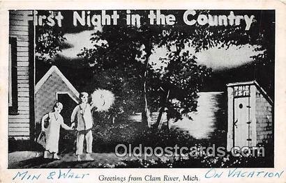 First Night in the Country Clam River, Mich Outhouse 1948 