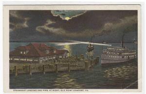 Steamer Landing Pier Night Old Point Comfort VA postcard