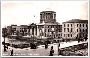 Four Courts and River Liffey Dublin Ireland Boardwalk RPPC Real Photo Postcard