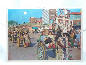 Durban South Africa Colourful Ricksha Parade Vintage Postcard Posted 1969