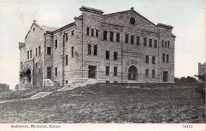 MANHATTAN KANSAS AUDITORIUM AT KANSAS STATE AGRICULTURAL COLLEGE POSTCARD 1924