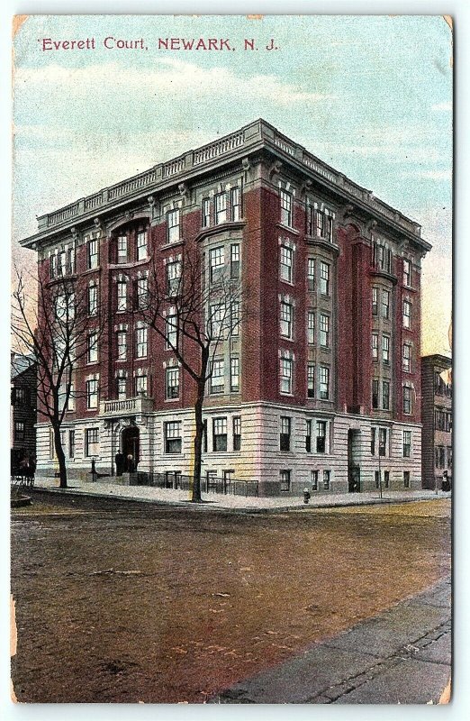 Postcard NJ Newark 1909 View of Everett Court A9