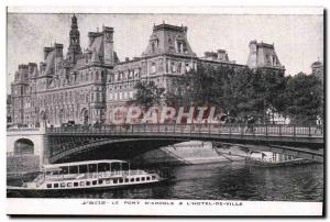 Paris The Pont d & # 39Arcole a L & # 39Hotel City - Old Postcard