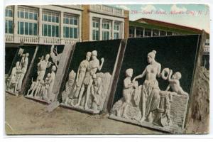 Sand Artist Art Atlantic City Beach New Jersey 1910 postcard