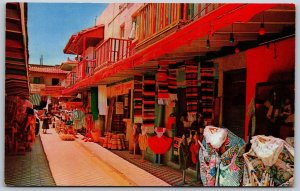 Vtg Tijuana Mexico A Typical Marketplace Street View Shopping 1950s Postcard