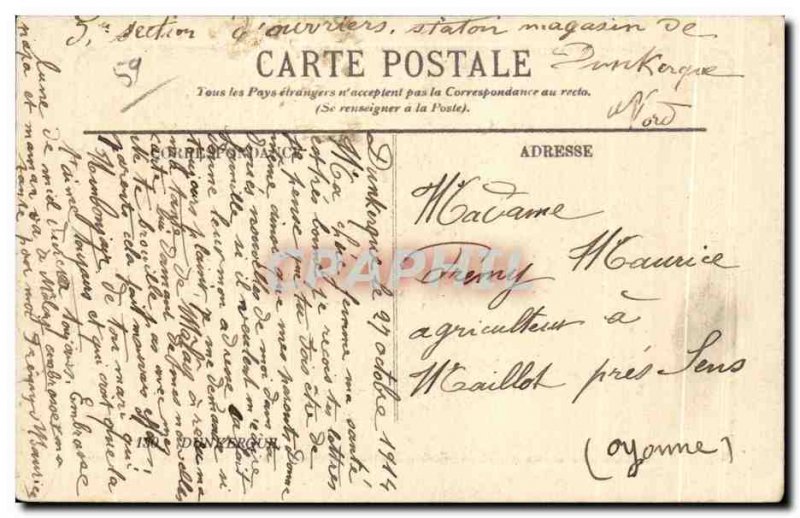 Old Postcard Dunkirk Monument of Defense