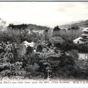 c1910s Japan Villa Inabata Birds Eye from Hill Collotype Photo Postcard Tree A40