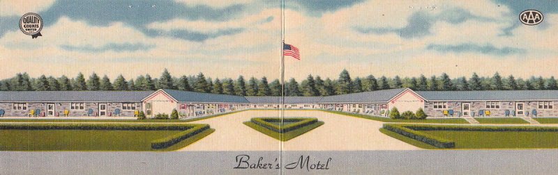 Double Postcard Baker's Motel Norwich OH