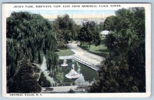 1920's CENTRAL FALLS RHODE ISLAND JENK'S PARK BIRD'S EYE VIEW ANTIQUE POSTCARD