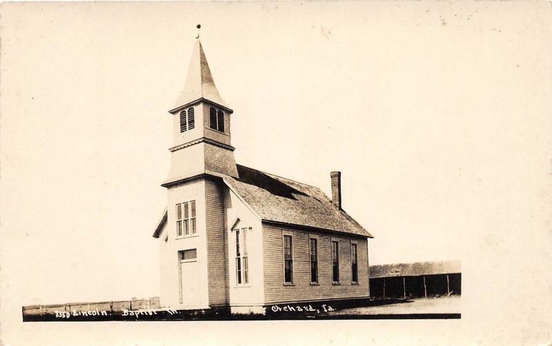 D95/ Orchard Iowa Ia Real Photo RPPC Postcard c1910 Baptist Church Building
