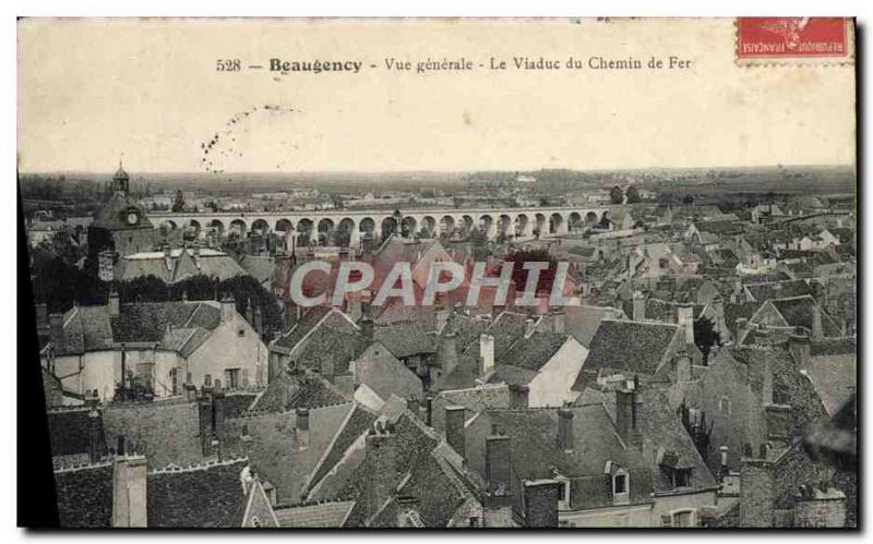 Old Postcard The Viaduct Beaugency Vue Generale du Chemin de Fer