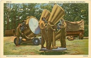Military, Army, Airplane Listening Post and Giant Searchlights, Curteich 1B-H190