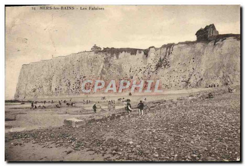 Old Postcard Mers Les Bains Cliffs