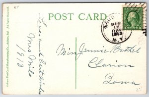 Sauquoit New York Christmas~Lil Girl in Dormer Window~Snow~Holly Berry~1913 PC