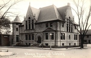 Vintage Postcard Adam's Memorial Library Bldg. DuPage County Museum Wheaton RPPC