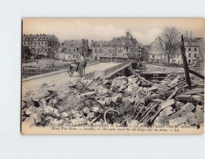 Postcard The ruins about the old bridge over the Aisne, Soissons, France