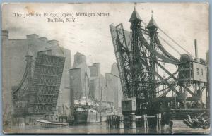 BUFFALO NY JACKNIFE BRIDGE MICHIGAN STRET 1907 UNDIVIDED ANTIQUE POSTCARD