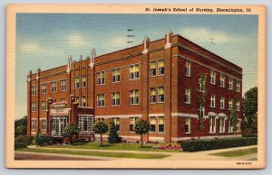 Bloomington Illinois~St Josephs School of Nursing~Vintage Linen Postcard