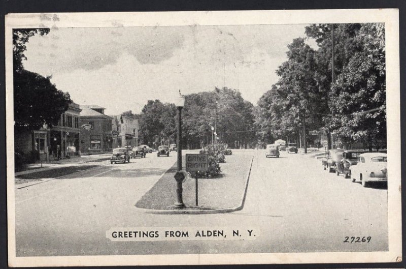 New York ALDEN Street View with 1940s cars - pm1946 - Printed Postcard