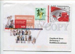 421347 AUSTRIA to GERMANY 2007 year real posted postal COVER w/ flower stamp