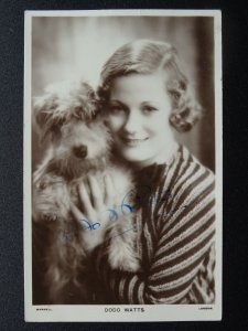 Signed Photo DODO WATTS Dorothy Margaret Watts & Terrier Dog c1930s RP Postcard