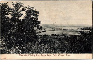 Mississippi Valley from Eagle Point Park Clinton IA c1909 Vintage Postcard B32