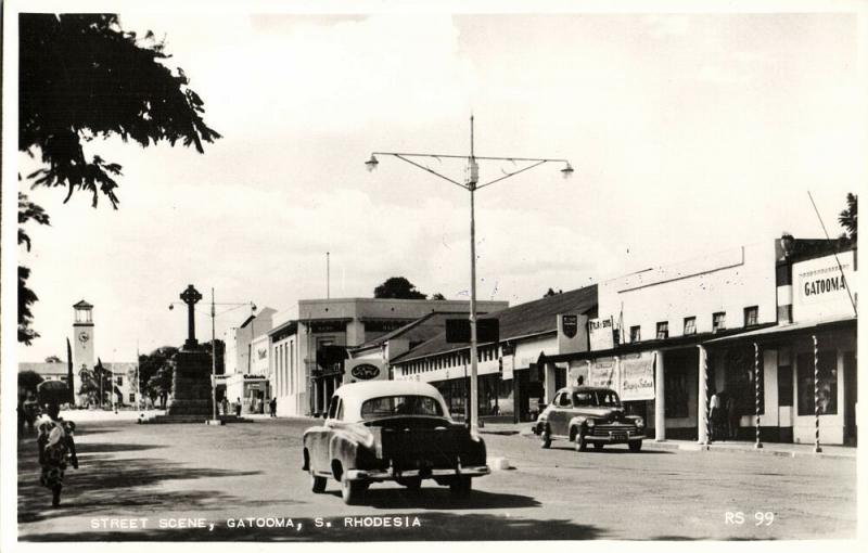 south rhodesia, GATOOMA, Street Scene, Cars (1940s) RPPC Postcard