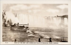 Maid Of The Mist American Falls of Niagara Ontario FH Leslie RPPC Postcard F98