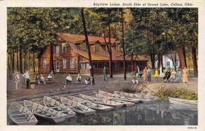 Bayview Lodge Boats Grand Lake Celina Ohio 1948 linen postcard