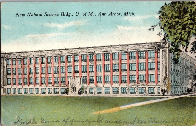 Natural Science Building, University of Michigan Ann Arbor c1915 Postcard I59