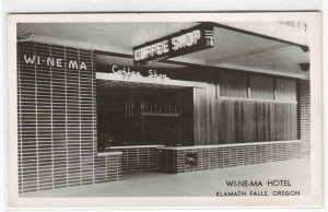 Wi Ne Ma Coffee Shop Hotel Klamath Falls Oregon 1950s Real Photo postcard
