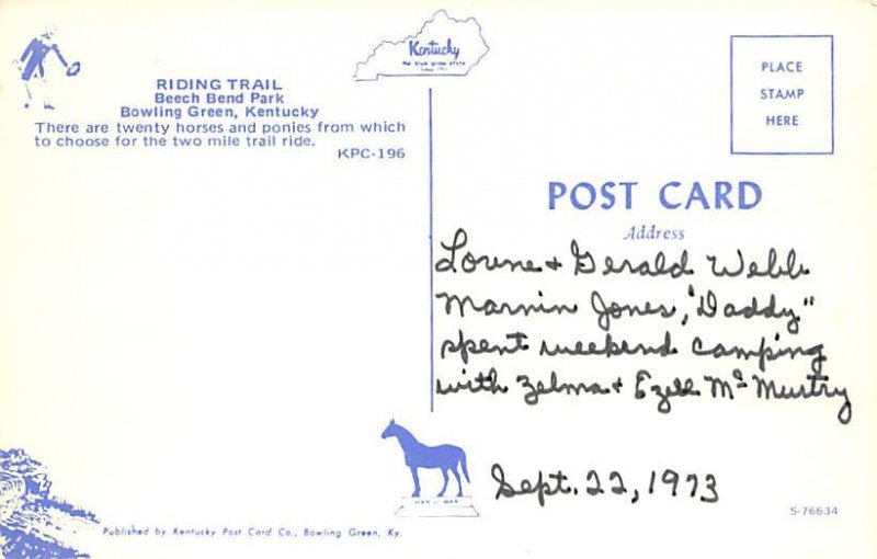 Beech Bend Park Bowling Green Kentucky Postcard