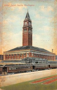 Union Depot Tower SEATTLE, WA Railroad Station 1909 Vintage Postcard