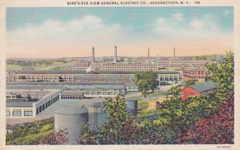 New York Schenectady Birds Eye View General Electric Company Curteich