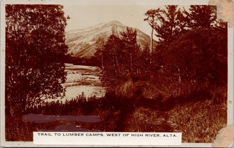 High River Alberta Trail to Lumber Camps AB Alta Unused RPPC Postcard H44 *as is