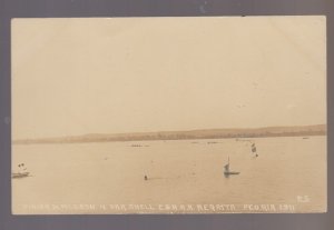 Peoria ILLINOIS RPPC 1911 ROWING BOAT RACE River 4 OAR SHELL #12 Regatta IL