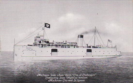 Michigan State Auto Ferry City Of Cheboygan 1942 Curteich